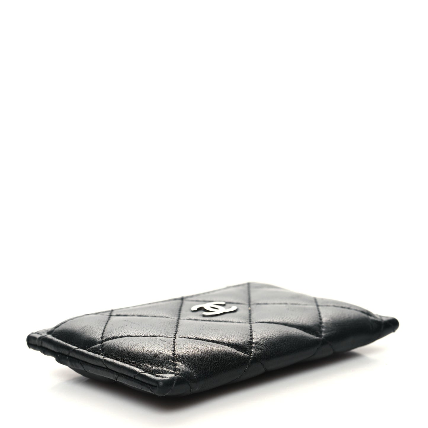 Lambskin Quilted Card Holder Black