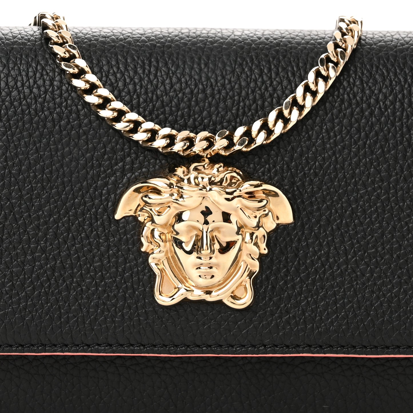 Grained Calfskin Palazzo Chain Evening Bag Black Flamingo
