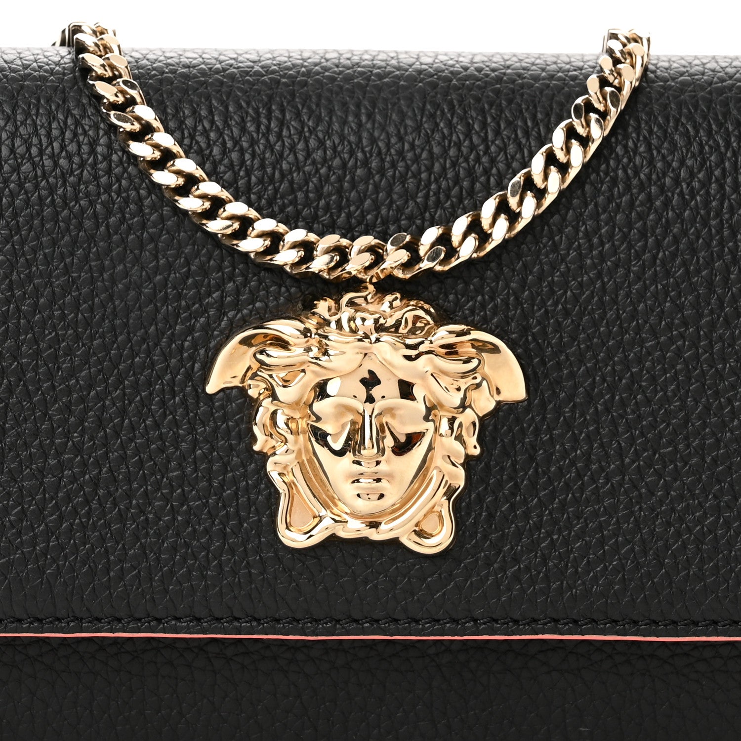 Versace Grained Calfskin Palazzo Chain Evening Bag Black Flamingo 7 of 11