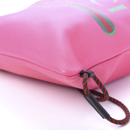 Gucci Grained Calfskin Logo Drawstring Backpack Box Pink Green Black 6 of 10