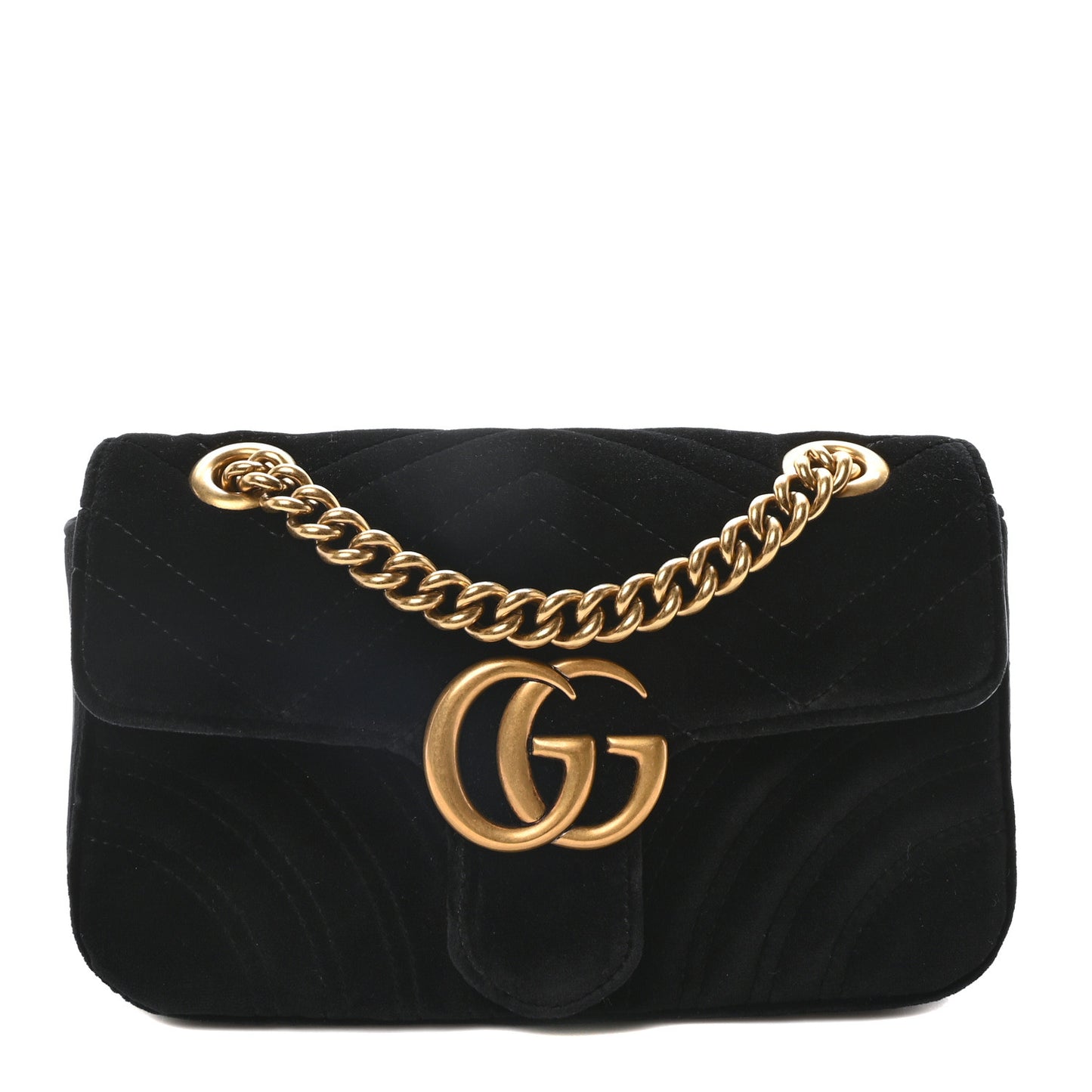 Velvet Matelasse Mini GG Marmont Shoulder Bag Black