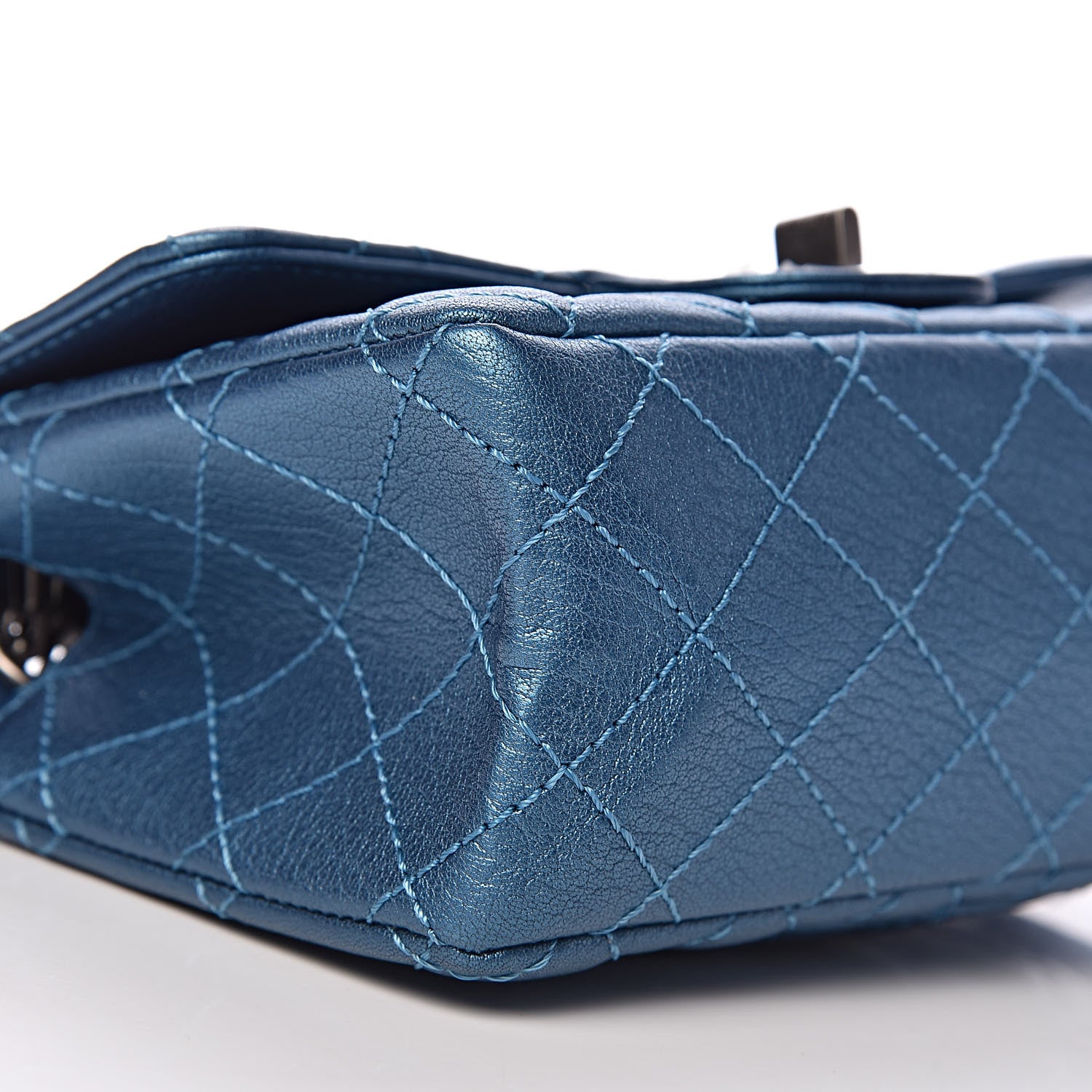 Chanel Metallic Sheepskin Quilted 2.55 Reissue Mini Flap Blue 9 of 11