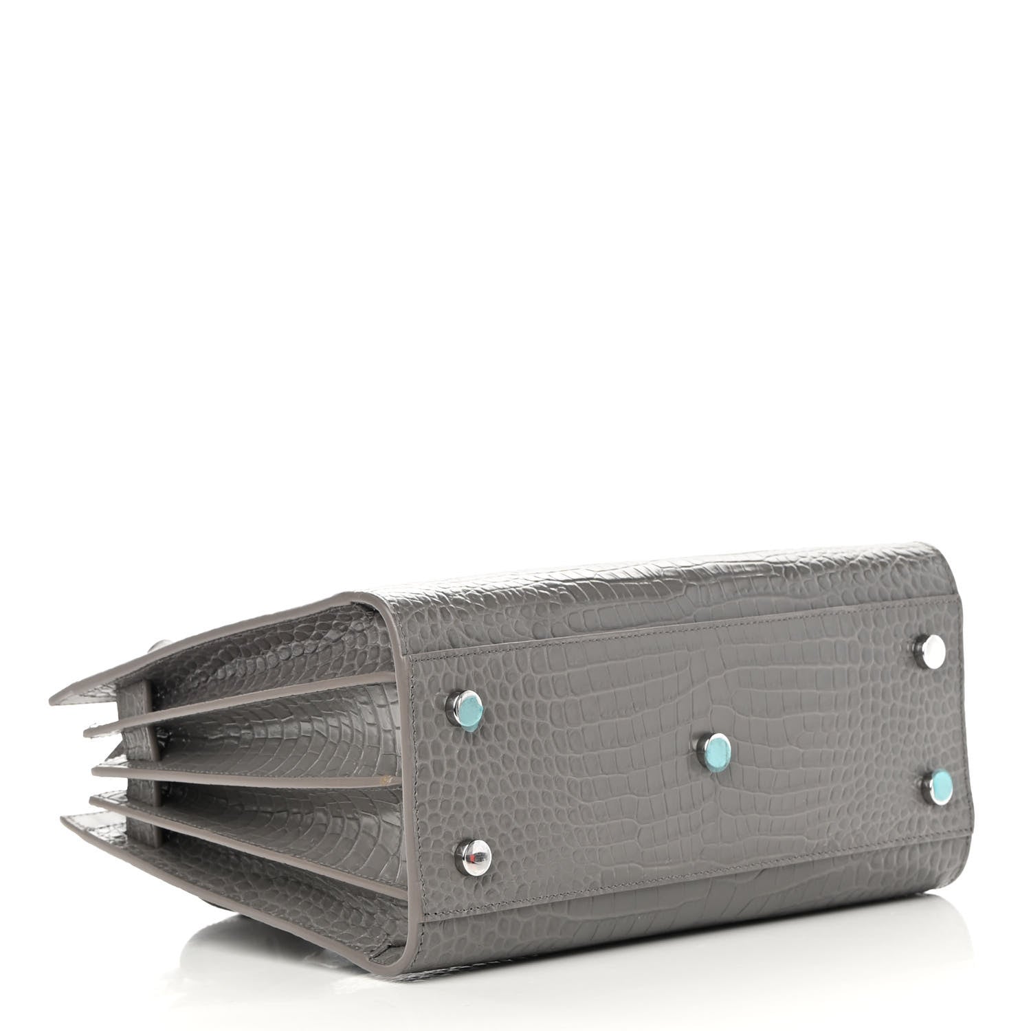 Saint Laurent Calfskin Crocodile Embossed Baby Sac De Jour Fog 4 of 14