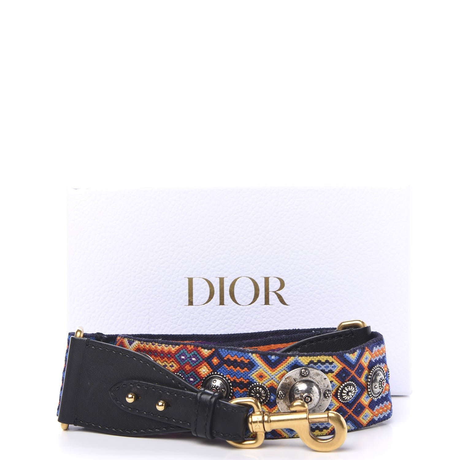 Christian Dior Canvas Embroidered Studded Mexico Shoulder Strap Multicolor 6 of 6