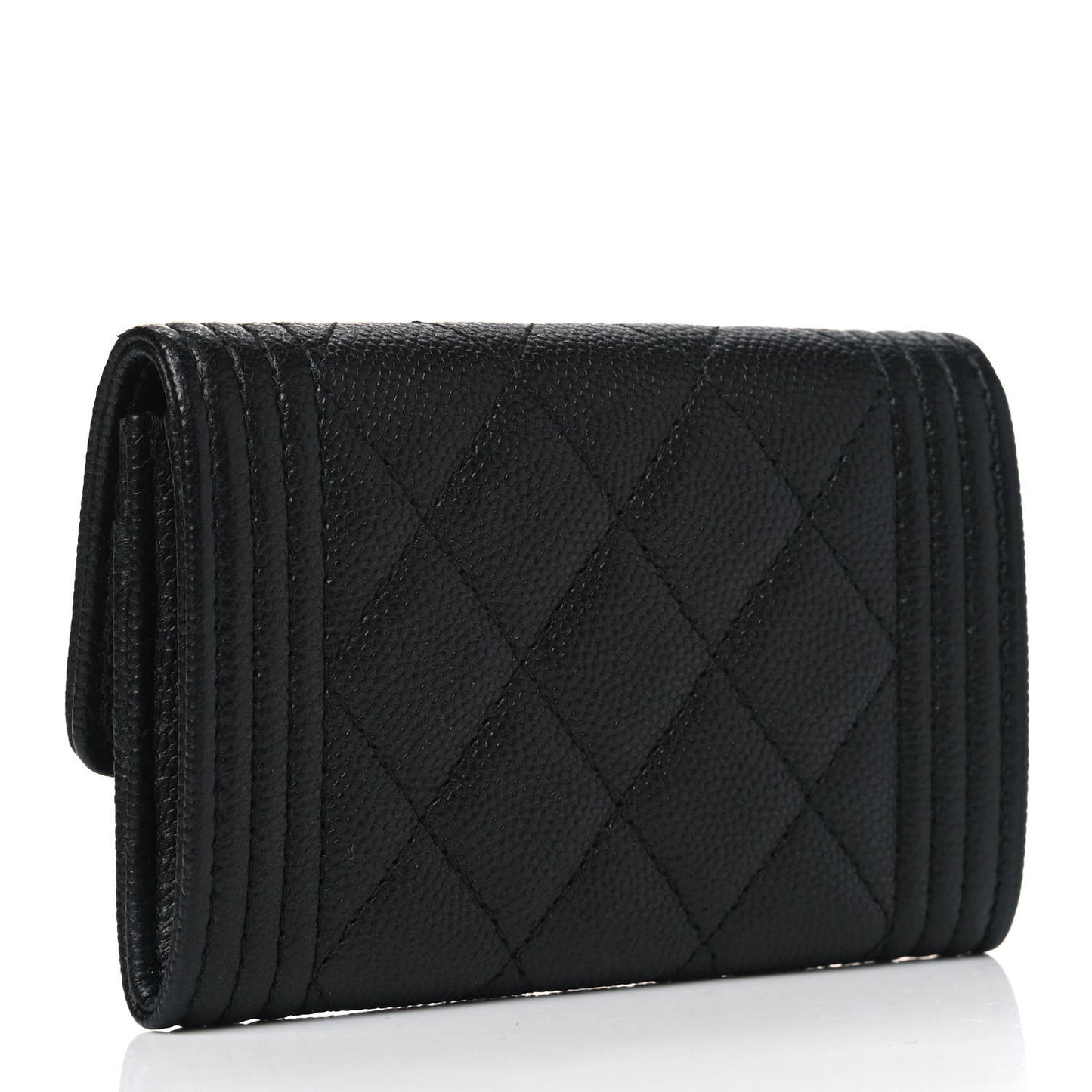 Caviar Quilted Boy Flap Card Holder So Black