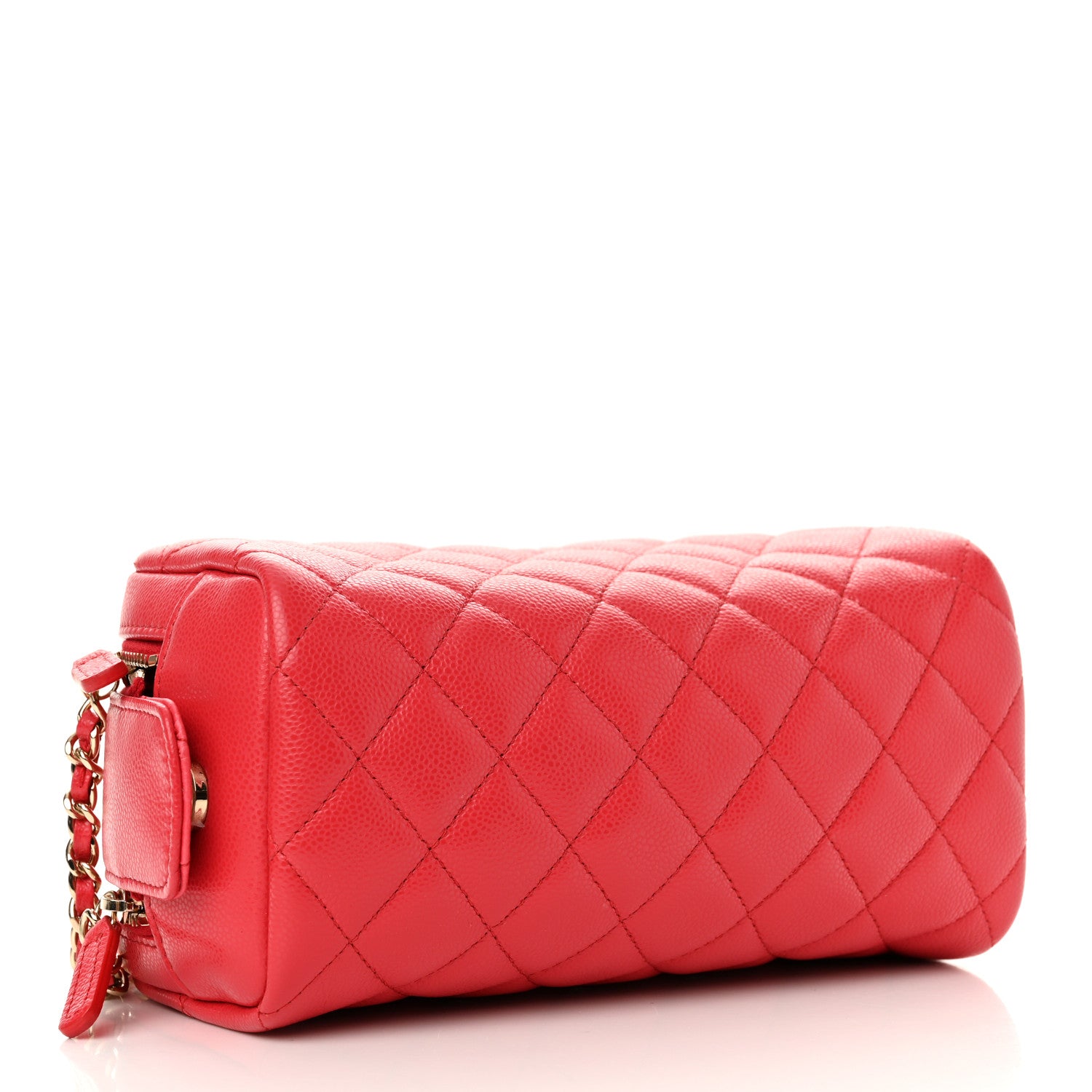 Chanel Caviar Quilted Toiletry Case With Chain Dark Pink 4 of 11