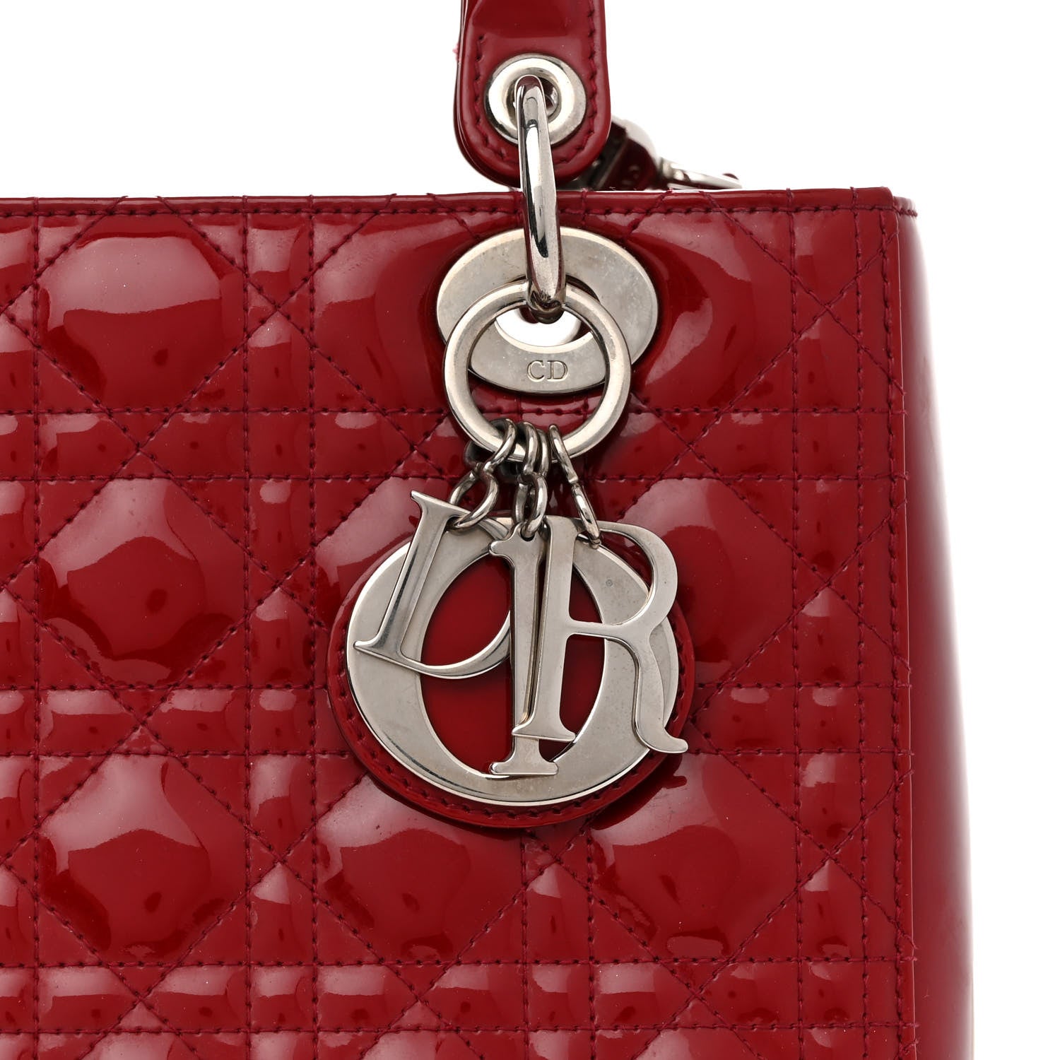 Christian Dior Patent Cannage Medium Lady Dior Red 8 of 13