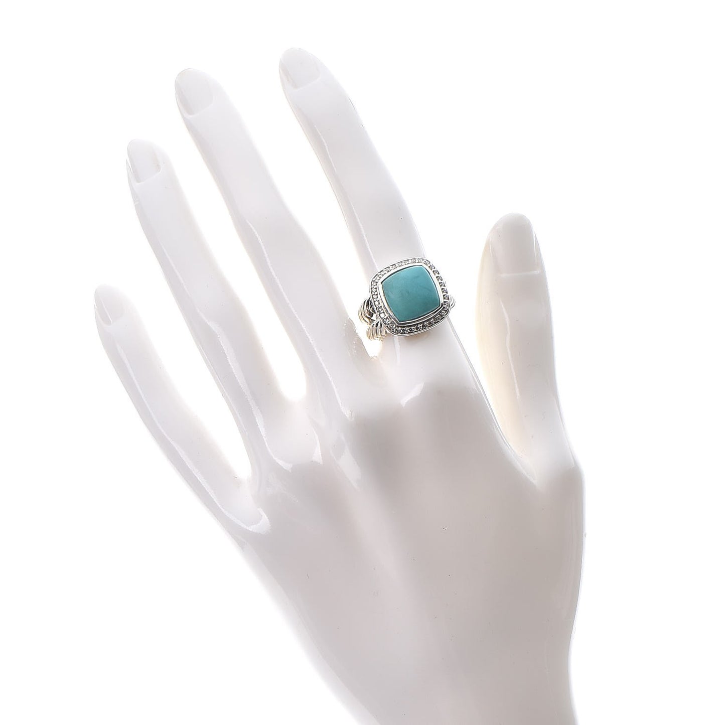 Sterling Silver Diamond Turquoise 11mm Albion Ring 52 6