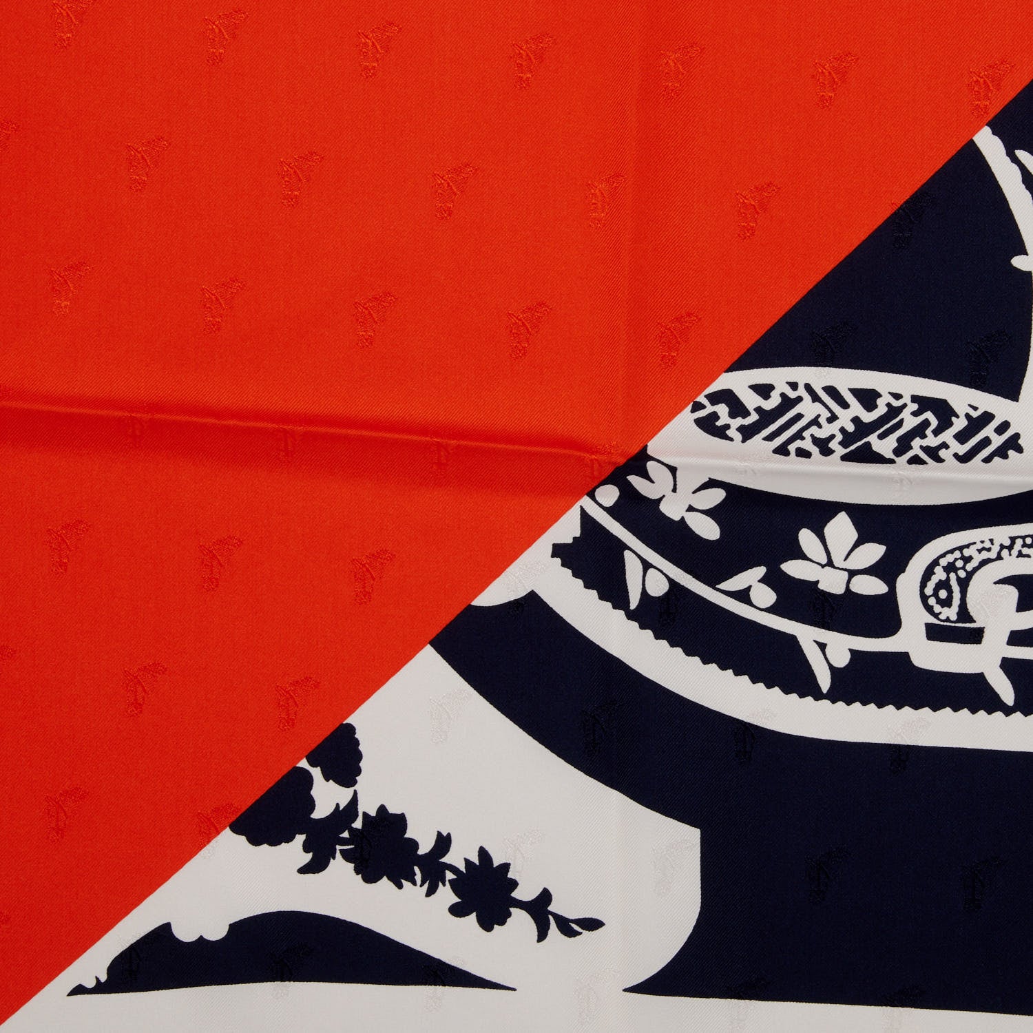 Hermes Silk Quadrige Etriers Tattoo Scarf 90 Vermillon Marine Blanc 2 of 3