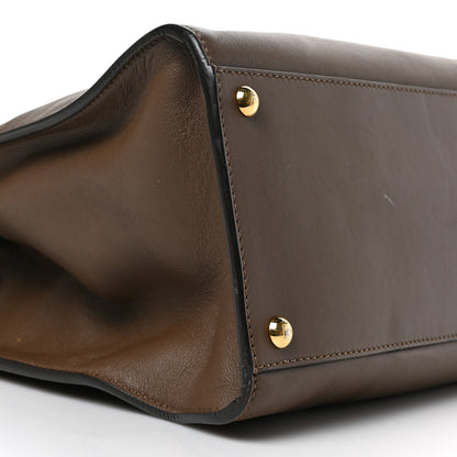 Fendi Vitello Seta Glazed Fabric FF 1974 Large Peekaboo X-Lite Maya Mogano Panna 6 of 9