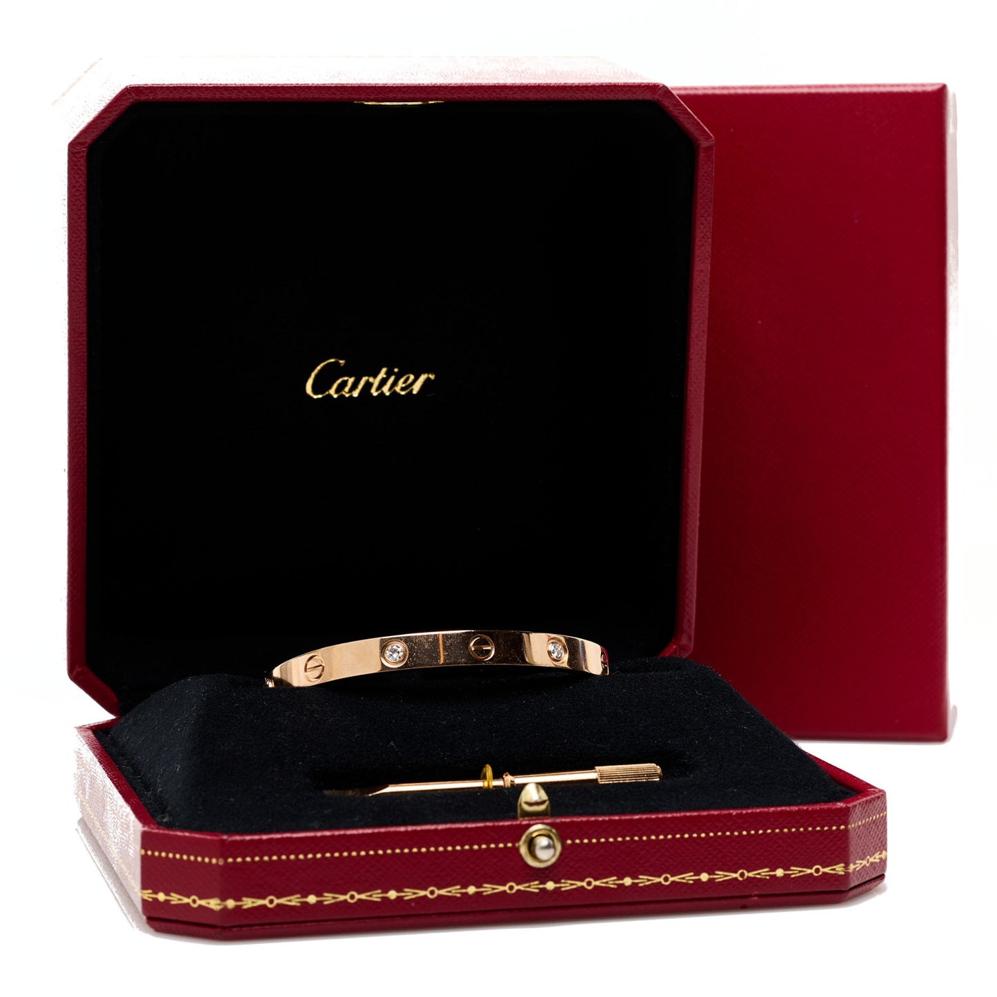 18K Pink Gold 4 Diamond LOVE Bracelet 17