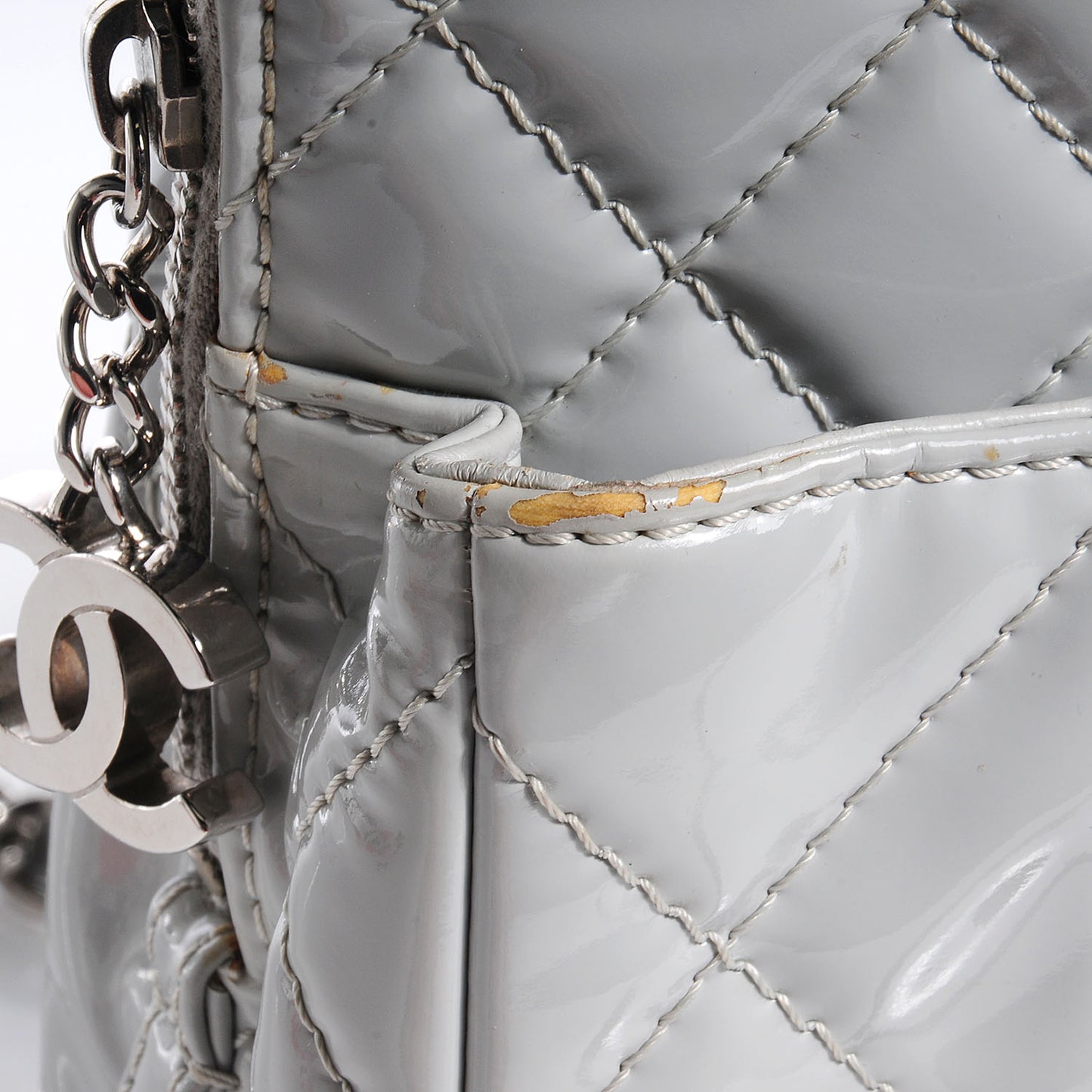 Vinyl Quilted In the Business Camera Case Light Grey