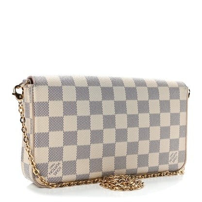 Louis Vuitton Damier Azur Pochette Felicie Chain Wallet Rose Ballerine 2 of 5