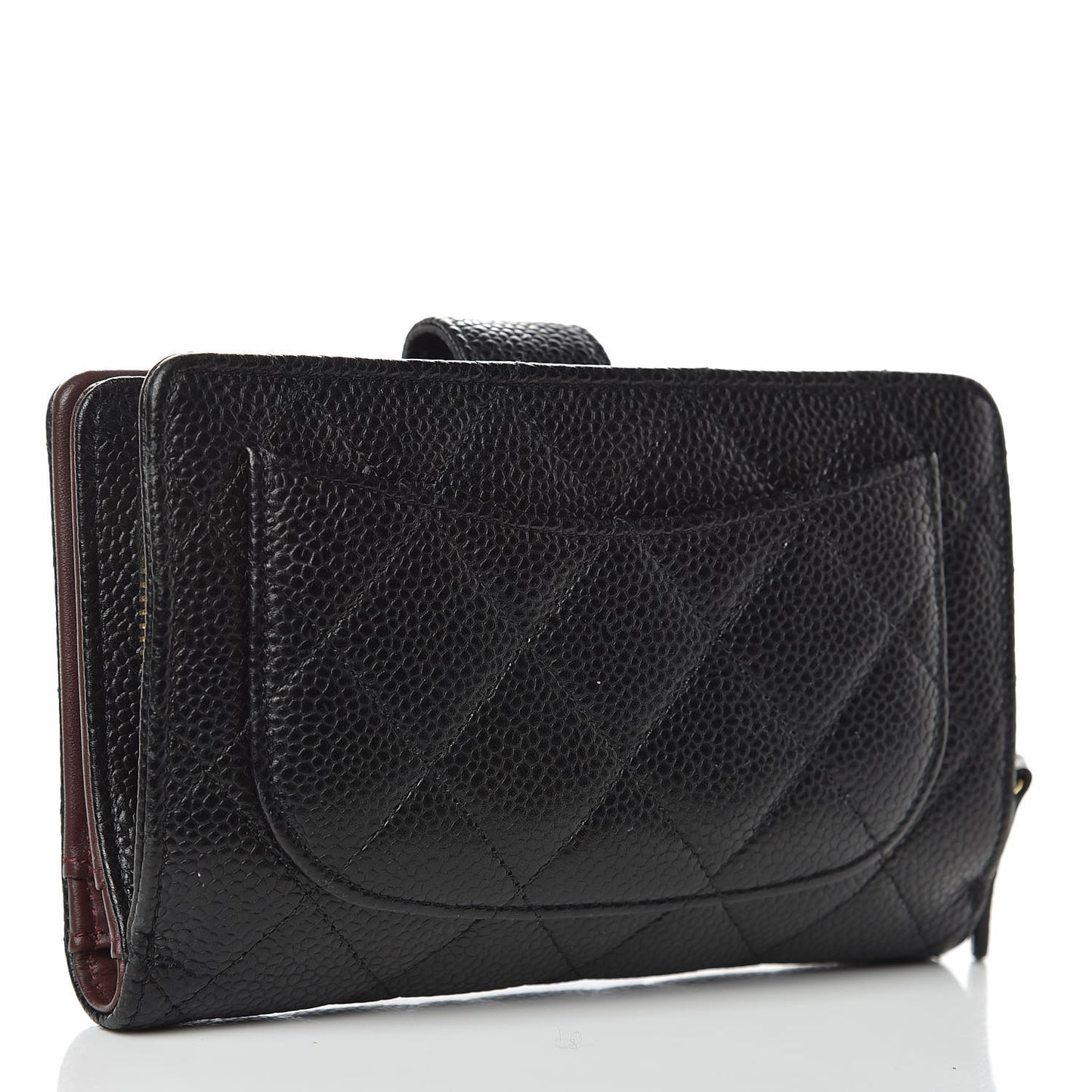 Caviar Quilted Zipped Pocket Wallet Black