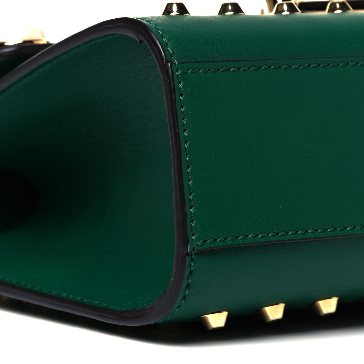 Calfskin Studded Small Padlock Shoulder Bag Emerald