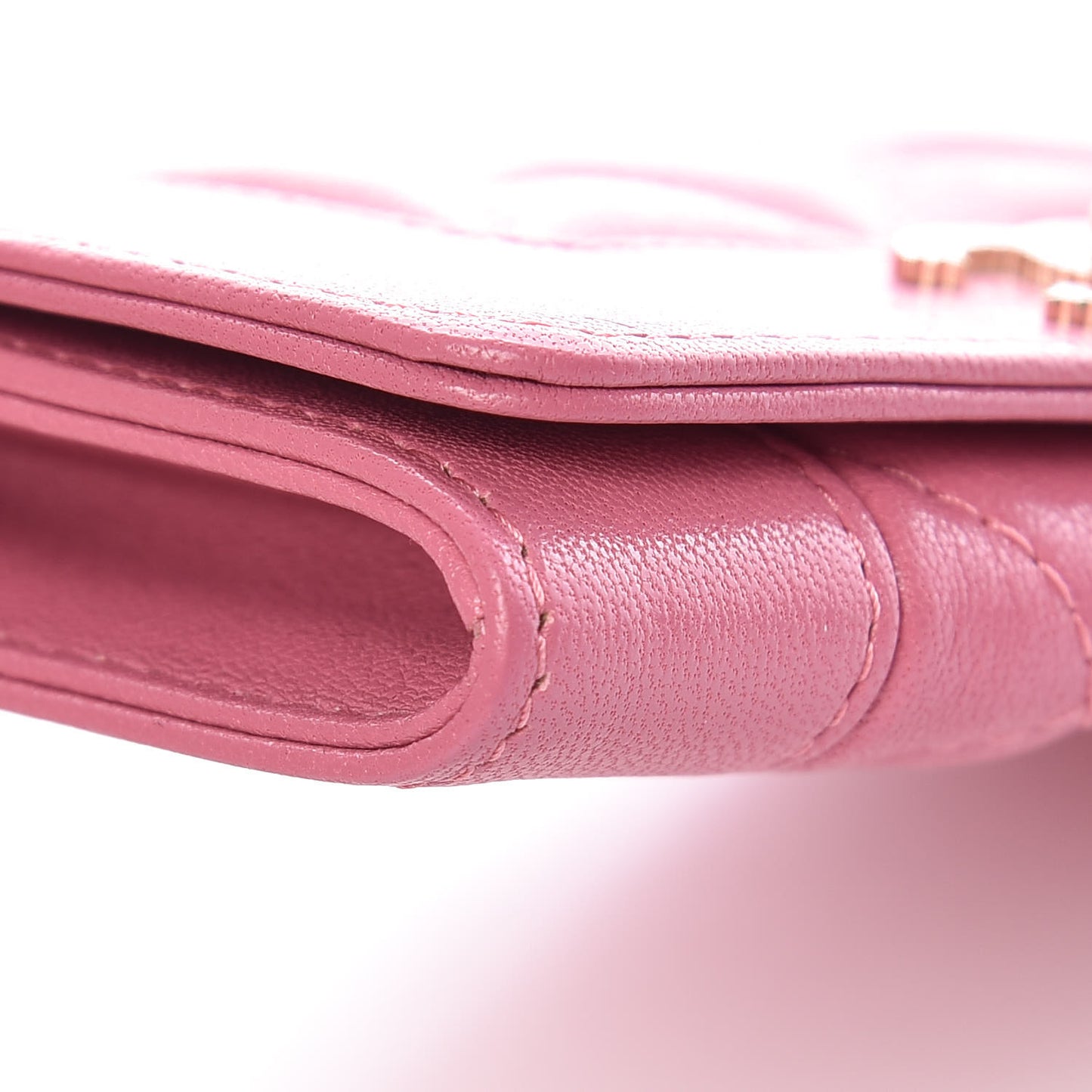 Sheepskin Quilted Vintage Mademoiselle Card Holder Pink