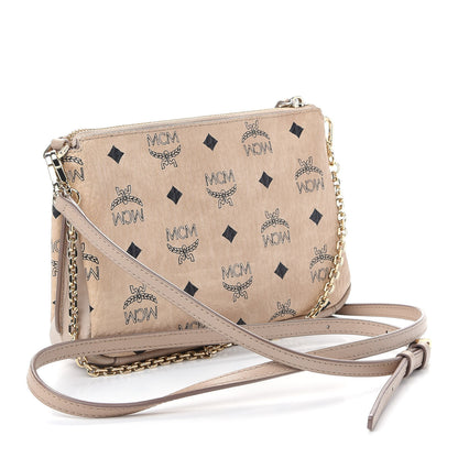 MCM Visetos Medium Millie Chain Crossbody Bag Beige 3 of 9