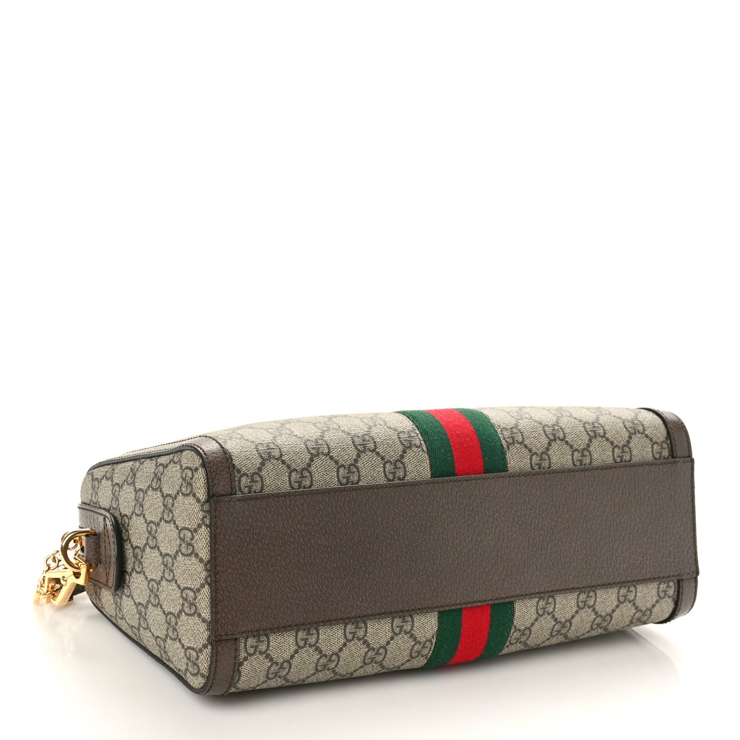 Gucci GG Supreme Monogram Textured Dollar Calfskin Web Medium Ophidia Boston Beige Ebony New Acero 4 of 10
