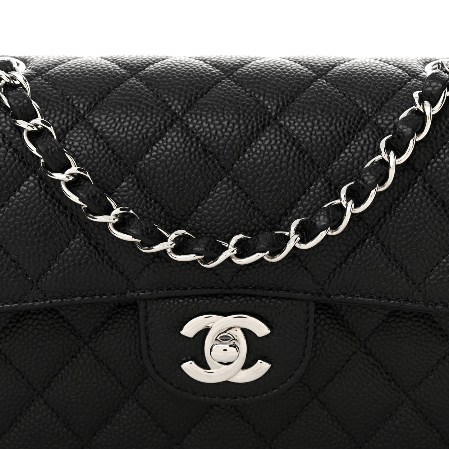 Caviar Quilted Small Double Flap Black