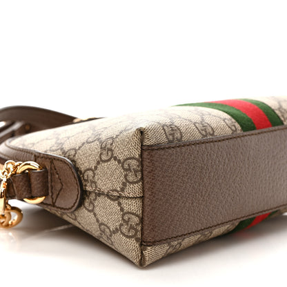 Gucci GG Supreme Monogram Textured Dollar Calfskin Web Small Ophidia Dome Shoulder Bag Beige Ebony New Acero 8 of 9