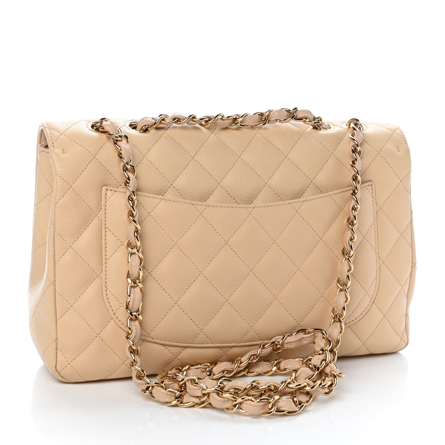 Caviar Quilted Jumbo Single Flap Beige