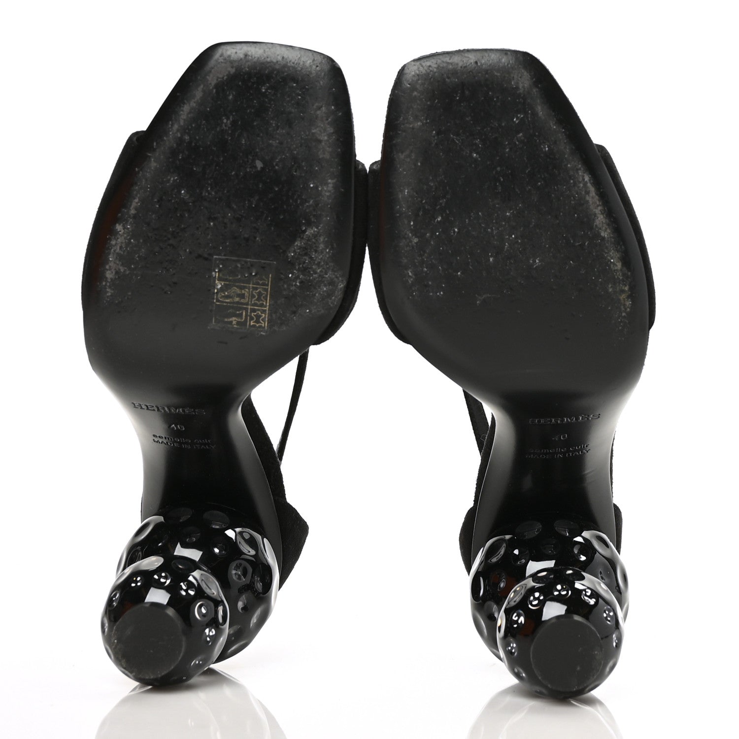 Hermes Suede Goatskin Dolly Sandals 40 Black 5 of 8