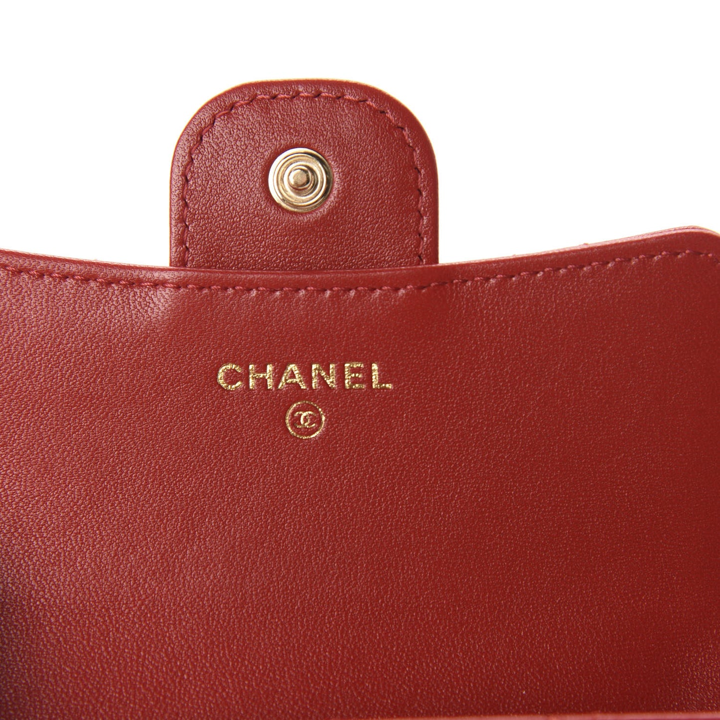 Lambskin Quilted Compact Flap Wallet Red