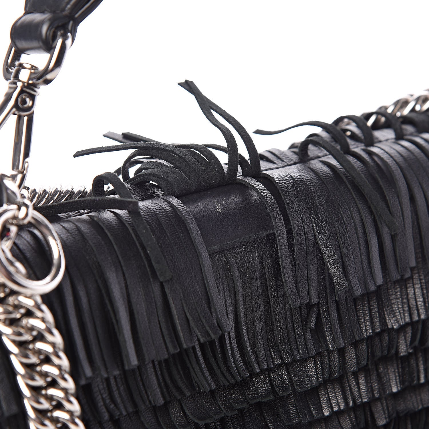 Fendi Vitello Century Opaco Monster Eyes Fringe Studded Kan I Shoulder Bag Black 10 of 11