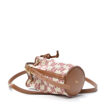 Celine Canvas Calfskin Triomphe Embroidered Bucket Bag Fox Red 4 of 9