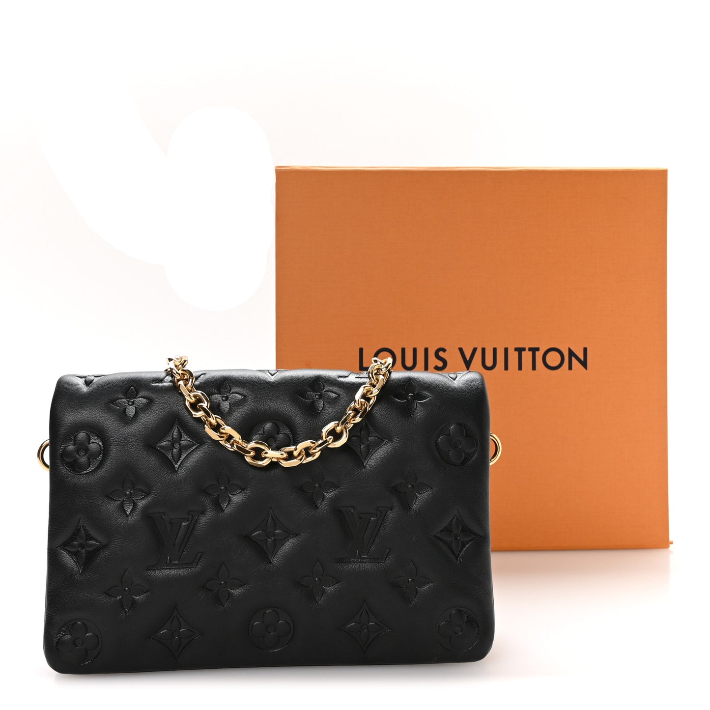 Lambskin Embossed Monogram Pochette Coussin Black