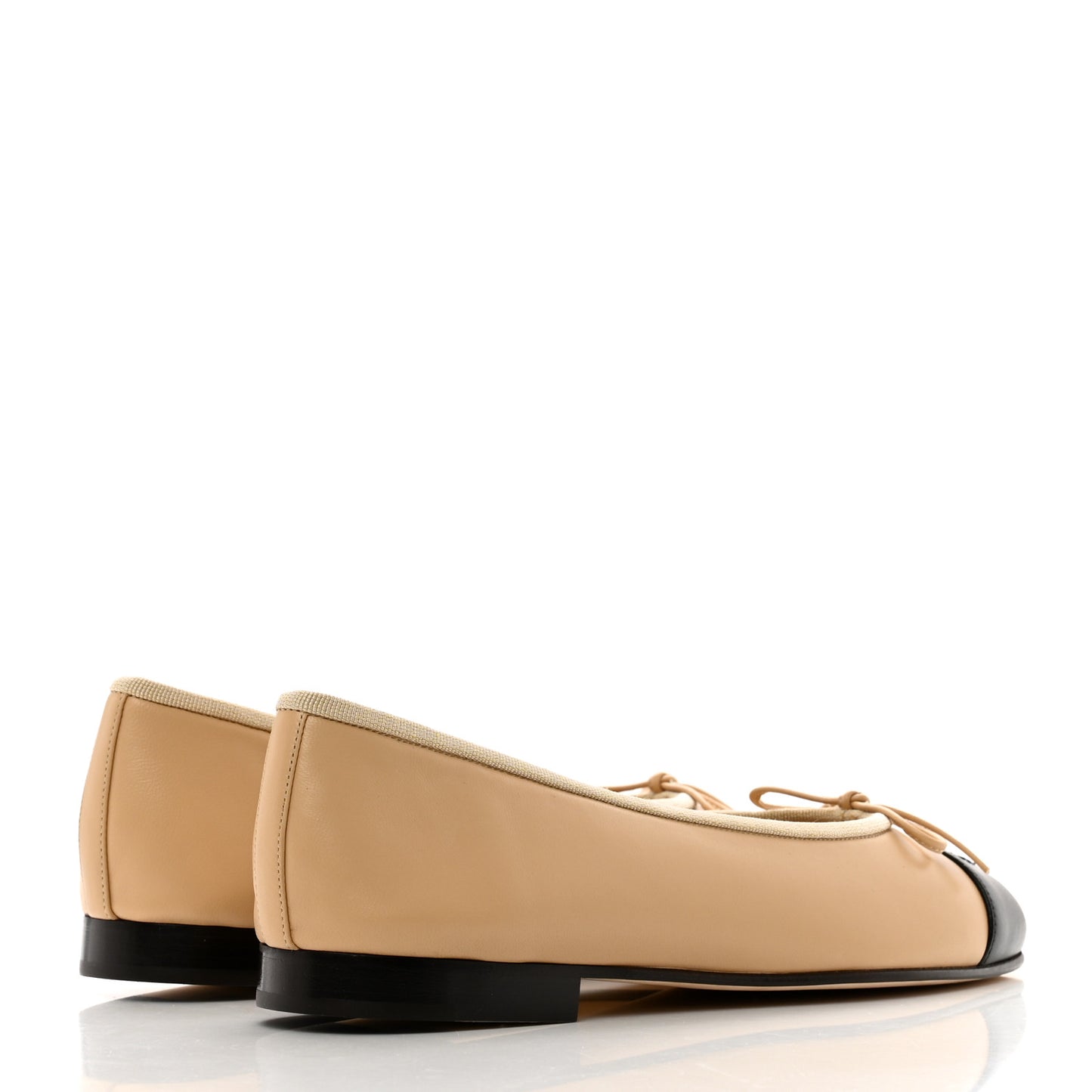 Lambskin Cap Toe CC Ballerina Flats 38 Beige Black