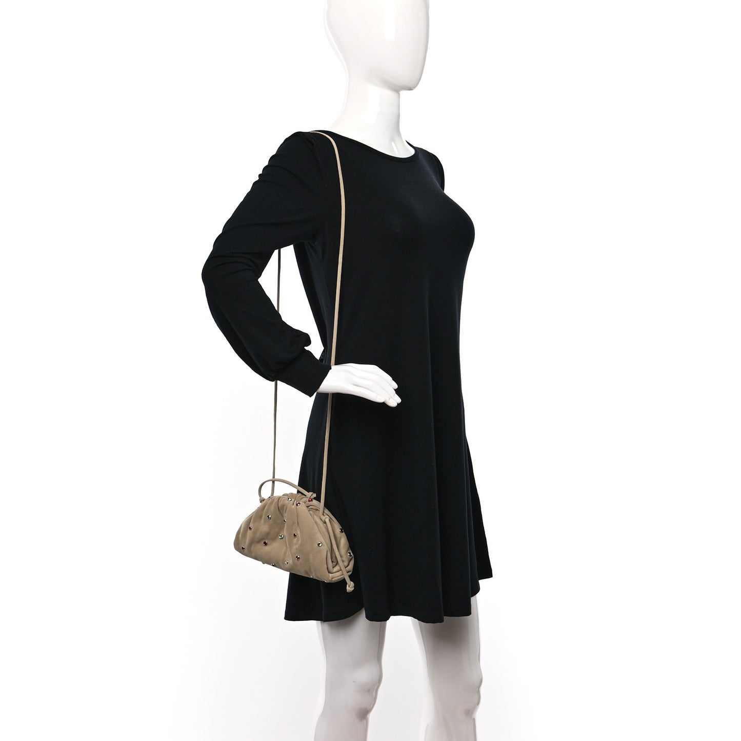 Suede Crystal Embellished The Mini Pouch Brown