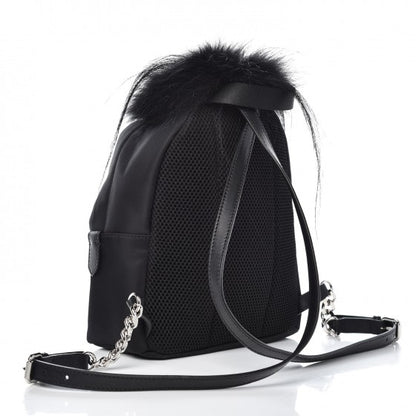 Fendi Nylon Vitello Dolce Goat Fox Fur Crocodile Monster Eyes Mini Backpack Black Sunflower 3 of 7