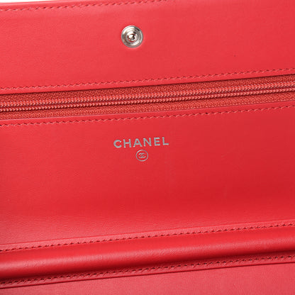 Chanel Patent Calfskin Quilted Boy Wallet On Chain WOC Red 5 of 10