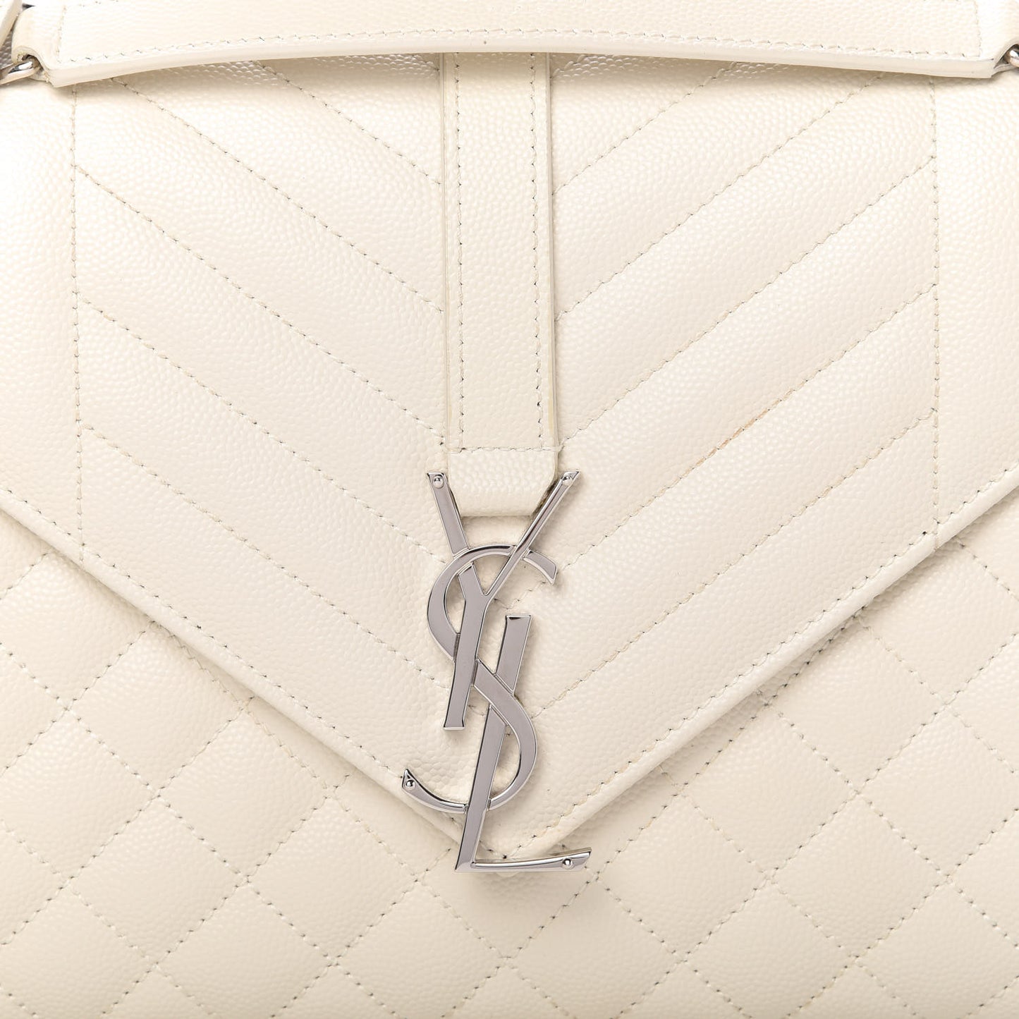 Grain De Poudre Textured Mixed Matelasse Medium Triquilt Monogram Satchel Porcellana