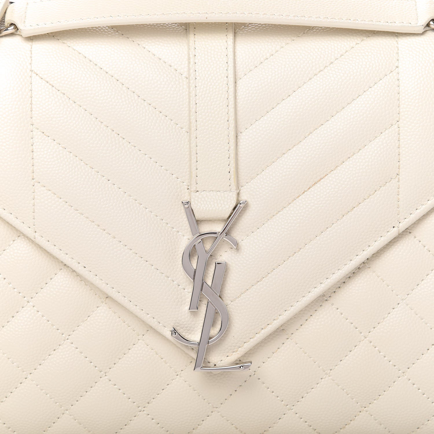 Saint Laurent Grain De Poudre Textured Mixed Matelasse Medium Triquilt Monogram Satchel Porcellana 10 of 10