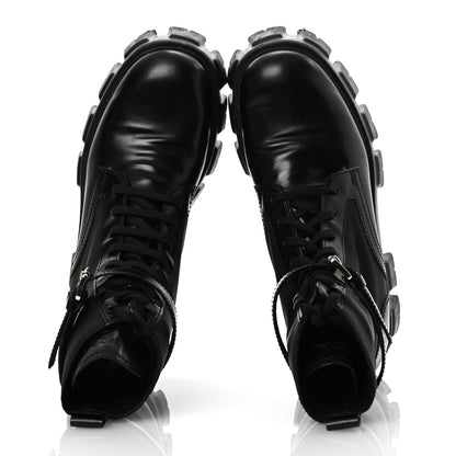 Prada Spazzolato Rois Nylon Metal Triangle Logo Monolith Pouch Pocket 55mm Boots 39.5 Black 2 of 15