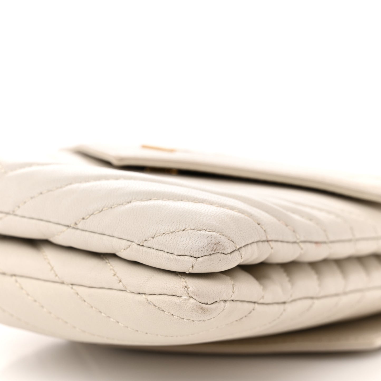 Lambskin Quilted Double Flap Bag Blanc Vintage