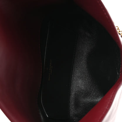 Saint Laurent Lambskin Small Cassandre Envelope Pouch Dark Ruby 4 of 9