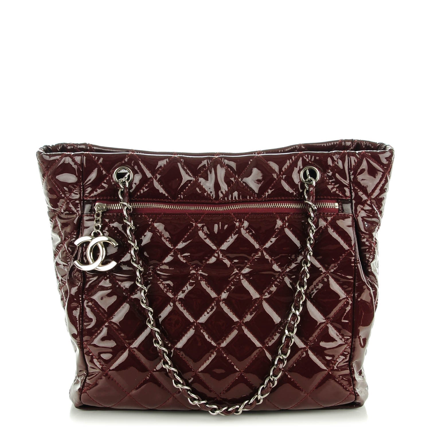 Chanel Patent Quilted Large Chic and Glitter Tote Dark Red 1 of 7