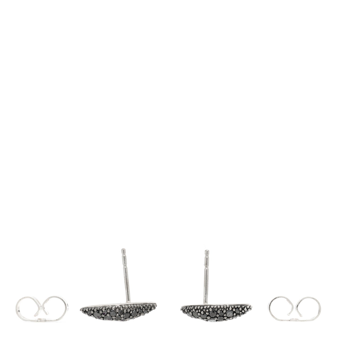 Sterling Silver Black Diamond Flute Earrings