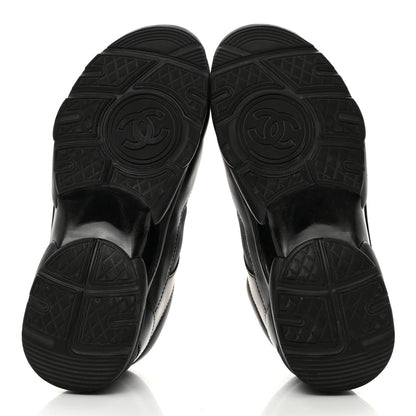 Chanel Lambskin Fabric CC Sneakers 36.5 Black 5 of 9