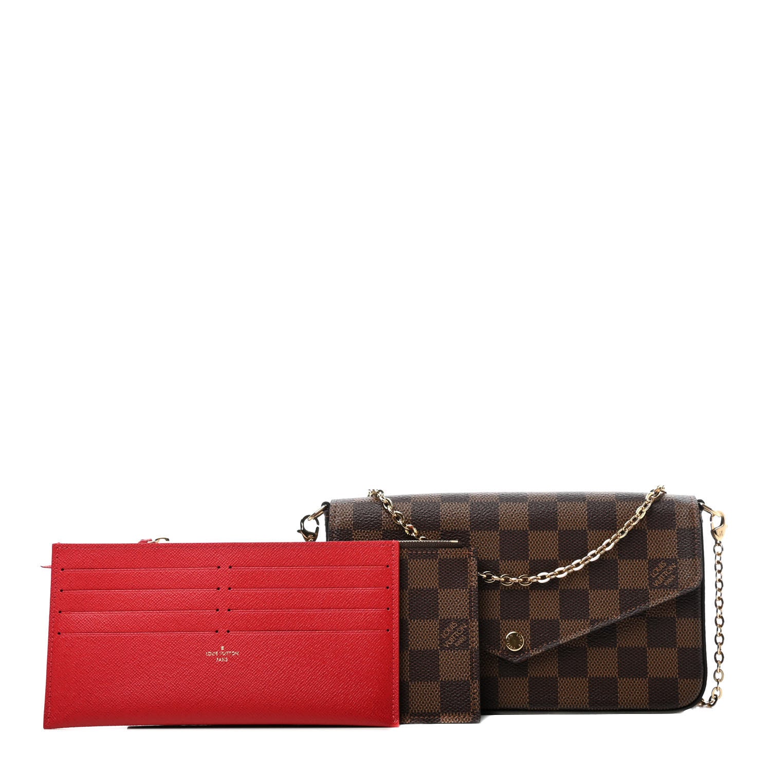 Louis Vuitton Damier Ebene Pochette Felicie Chain Wallet 1 of 4