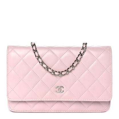 Chanel Lambskin Quilted Wallet On Chain WOC Light Pink 1 of 9