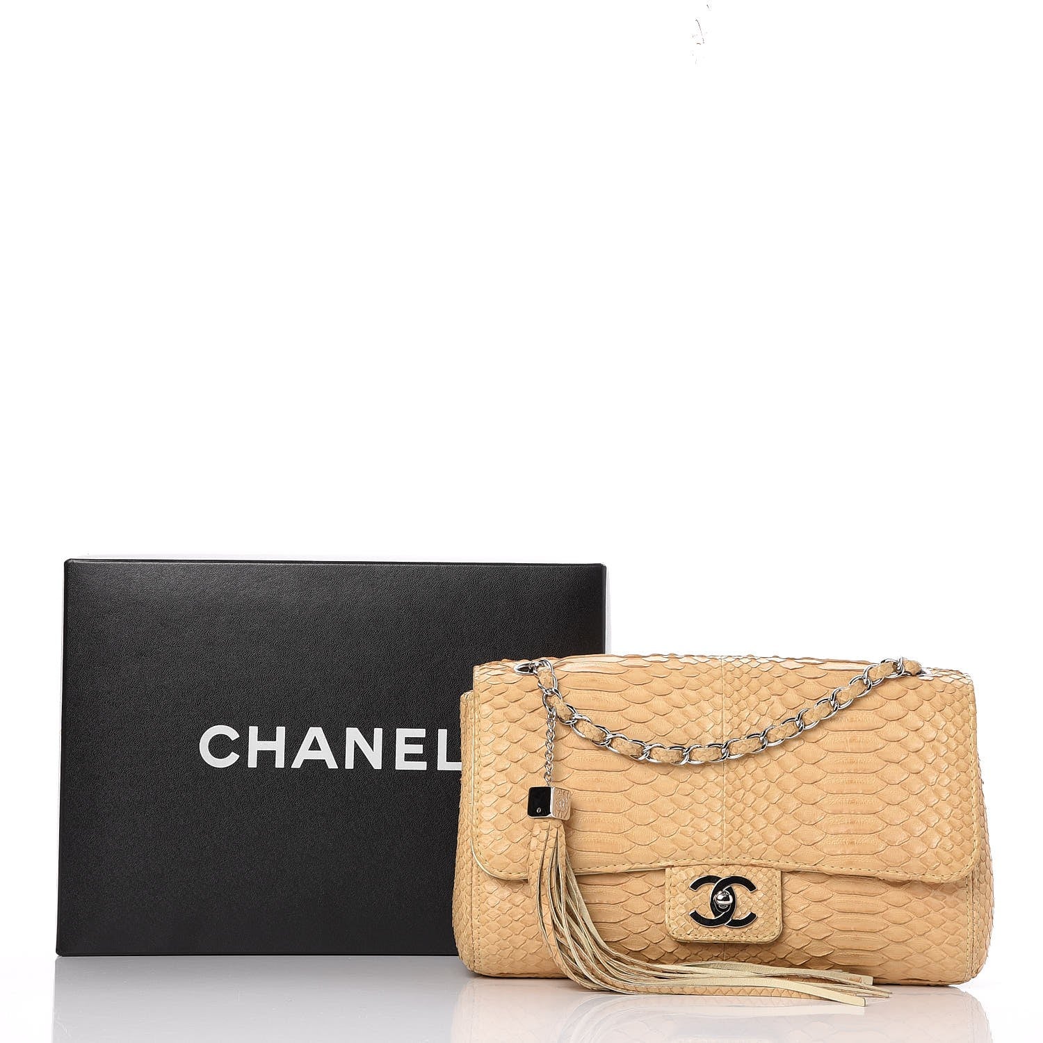 Chanel Python Medium Soho Tassel Flap Beige 9 of 9