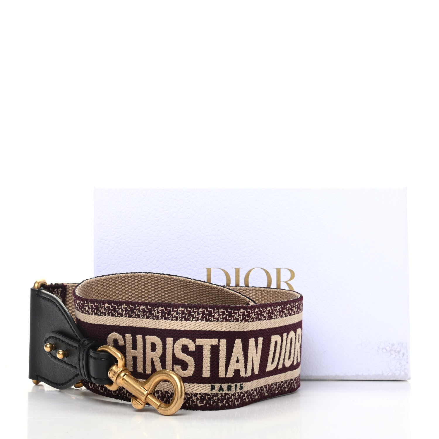 Christian Dior Canvas Embroidered Shoulder Strap Burgundy 4 of 4