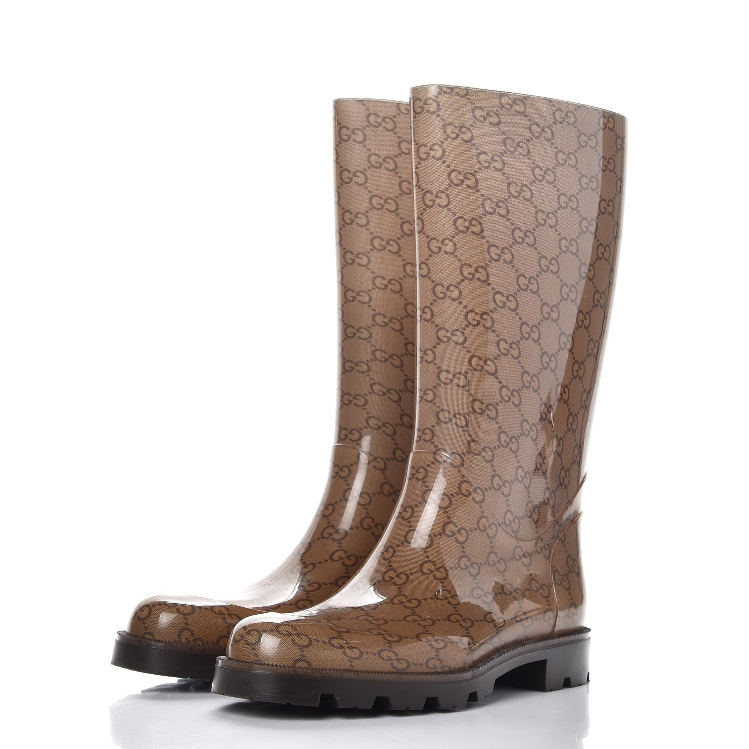 Gucci Rubber Monogram Edinburg Rain Boots 41 Transparent Cocoa 3 of 8
