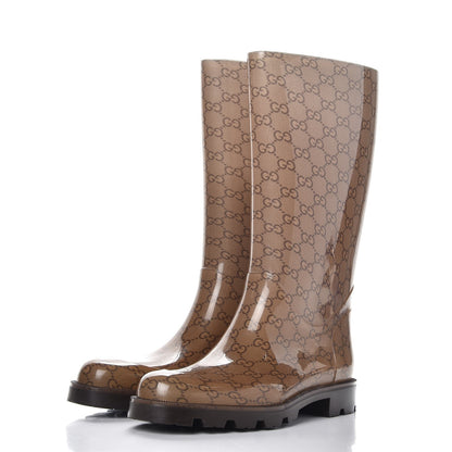 Gucci Rubber Monogram Edinburg Rain Boots 41 Transparent Cocoa 3 of 8