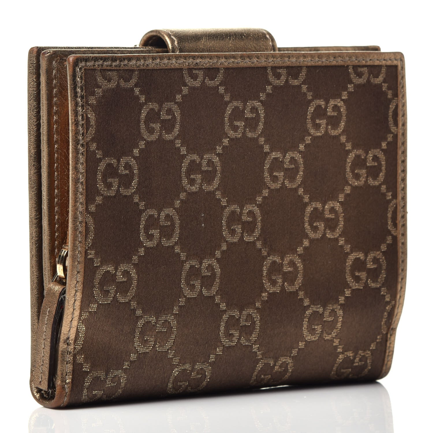 Gucci Metallic Monogram Abbey Compact Wallet Gold 3 of 7