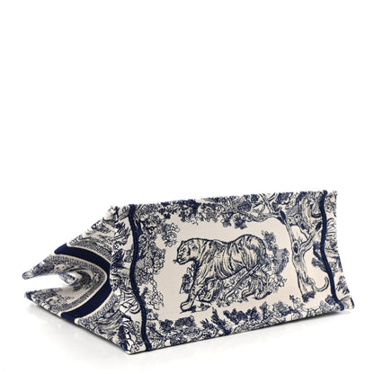 Christian Dior Canvas Embroidered Medium Dioriviera Toile De Jouy Book Tote Blue 4 of 11